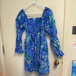 Blue and Green Floral Women's Dress